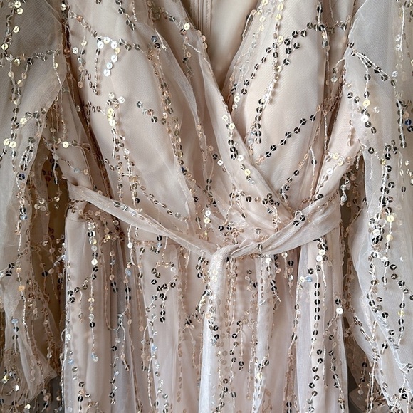 NWOT Pink Sequin Plus Size Long Sleeve Formal Gown - Picture 10 of 10